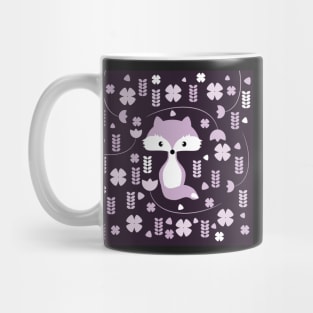 Fox among flowers in purple Mug